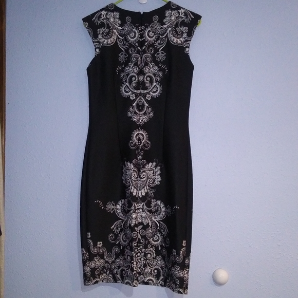 B / W Sheath Printed Design Dress 6 Liz Claiborne - Picture 2 of 8